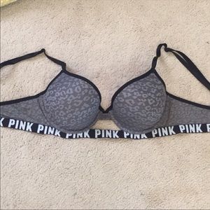 PINK grey lace bra!